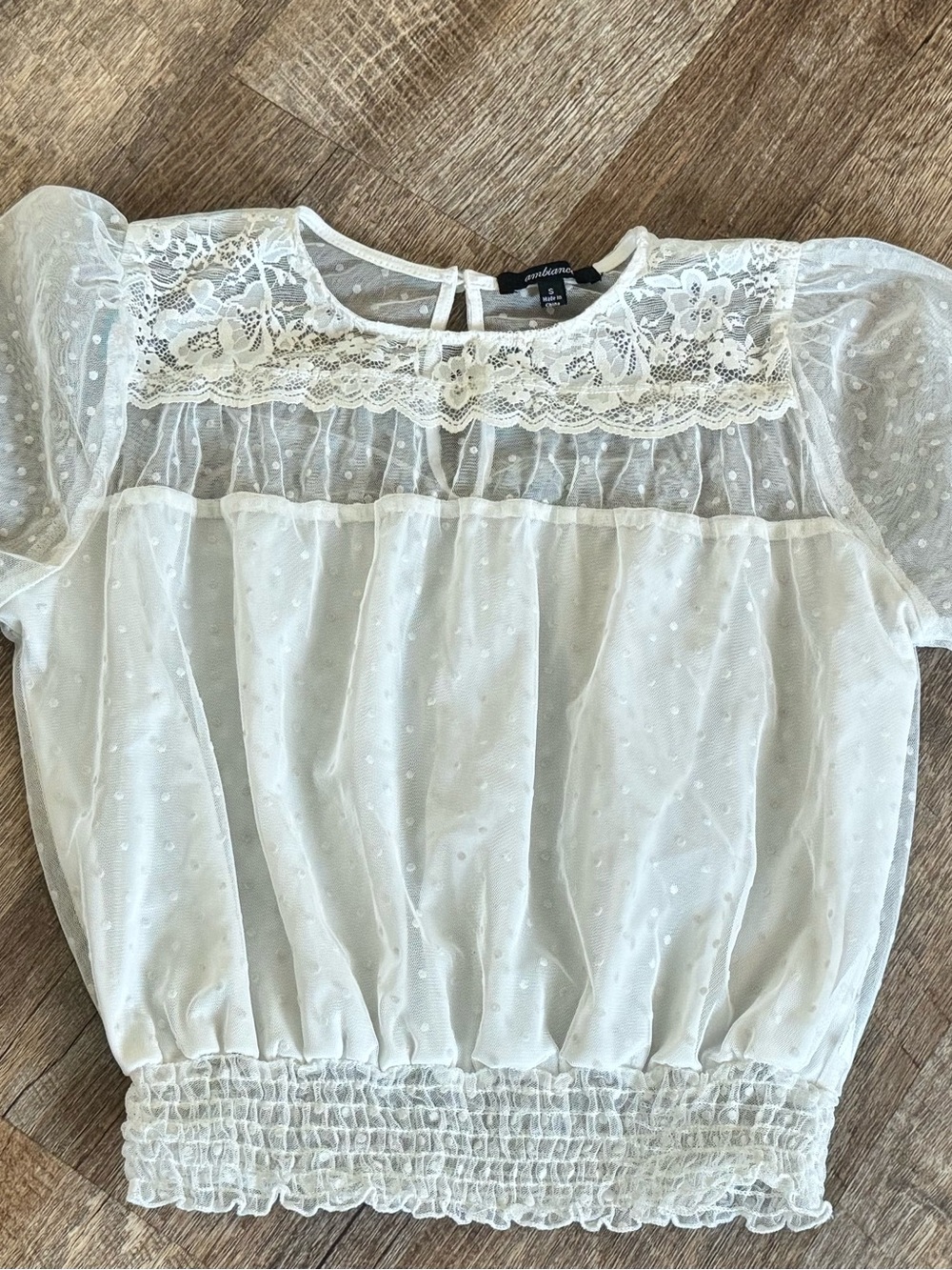 Ambiance White Floral Lace Blouse